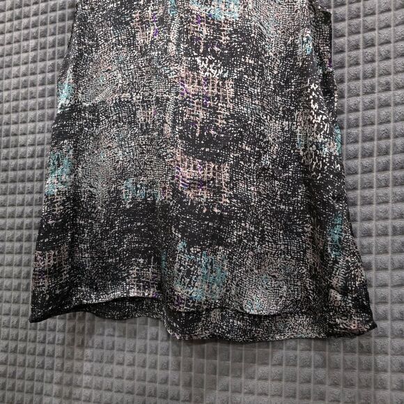 90s Satin Sleeveless NeckTie Top SzM Y2K Whimsigoth Flowy Black Teal Punk Urban - Picture 10 of 12